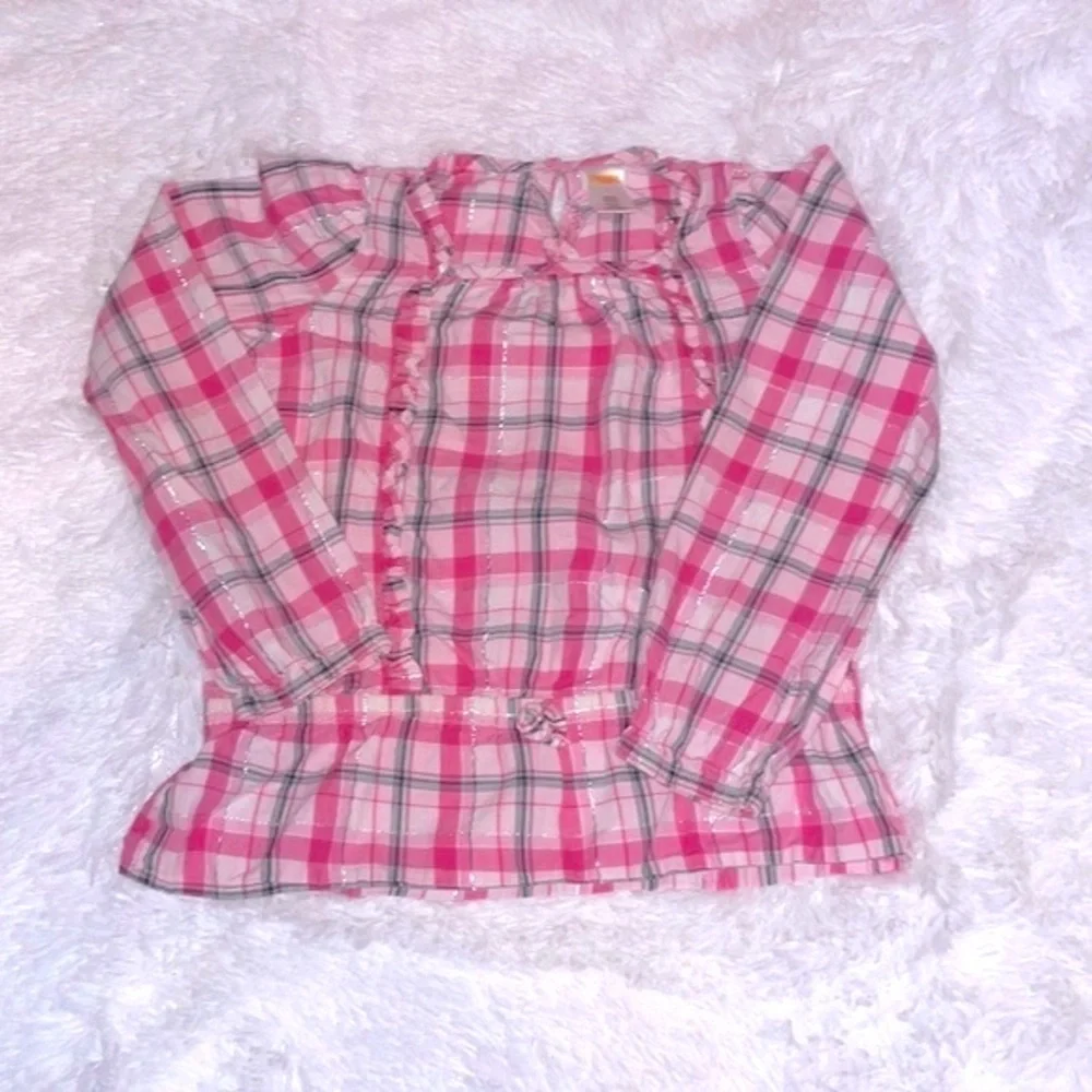 Gymboree Pink Striped Ruffle Blouse, Size 7